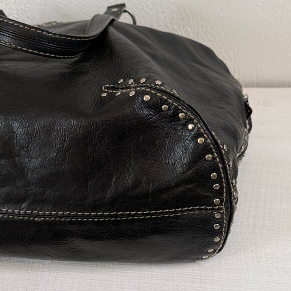 Michael Kors Astor Black Leather Tote Silver Studded Zip Shoulder Bag - Picture 4 of 16